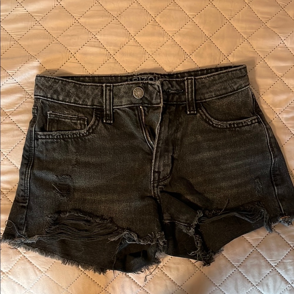 Arizona Jean Company Black Jean Shorts Distressed Mid-Thigh